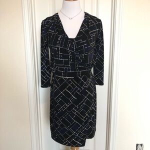Elegant Black and Blue Patterned Dress